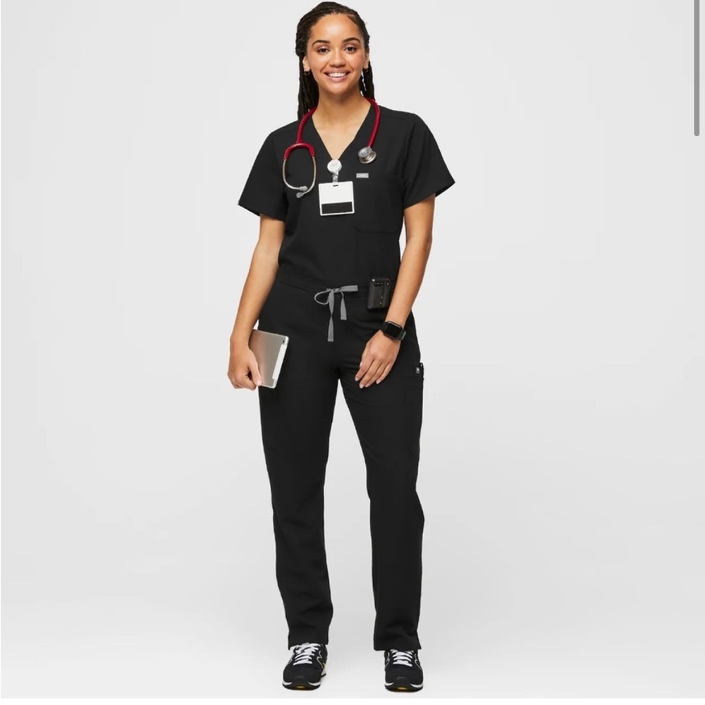 Figs Catarina Yola skinny black scrub set Sz XS technical collection